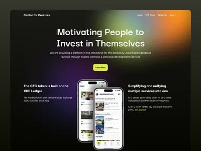 Landing Page Exploration coin creators crypto design landing page ui ux web3 website