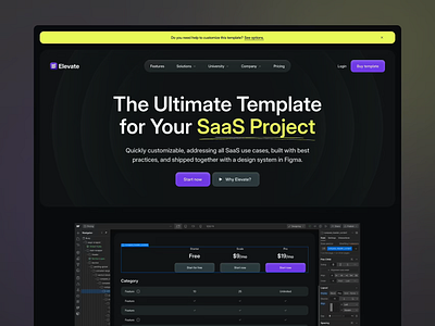 SaaS Webflow Template - Dark Mode animation branding header design hero section logo motion graphics saas software template ui ux webdesign webflow