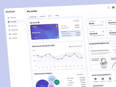 NexCash: Your Smart Financial Partner analysis analytics bank chart design figma financial logo money platform tracker ui website