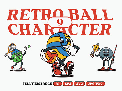 Ball ball billiard brand brand identity branding character classic design graphic design illustration logo mascot retro tennis vector vintage volley