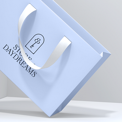 Store of Daydreams bag blue branding graphic design key kids logo minimalist store