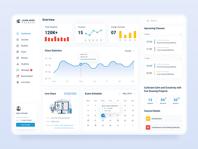 Courses Dashboard calendar courses courses dashboard dashboard dashboard design dashboard ui dashboard ux graphs inspiration learning learning courses product progress services student courses trending ui design ux design web