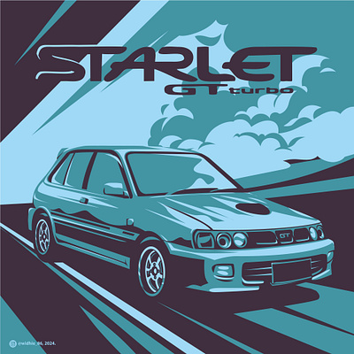 Starlet GT Turbo coreldraw illustration japan lineart otomotive sportcar starlet toyota vector