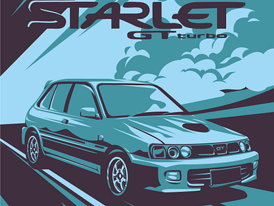 Starlet GT Turbo coreldraw illustration japan lineart otomotive sportcar starlet toyota vector