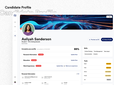 Candidate Profile design graphic design ui ux