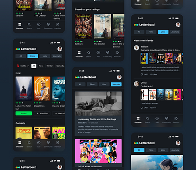 Letterboxd Mobile App Redesign - Dark Mode UI design inspiration