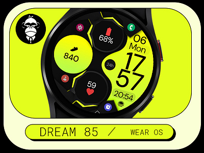 Modern and Sporty Watch Face black design digital futuristic graphic design illustration lime modern samsung smartwatch sport technology ui watch watch face watchface wear os yellow