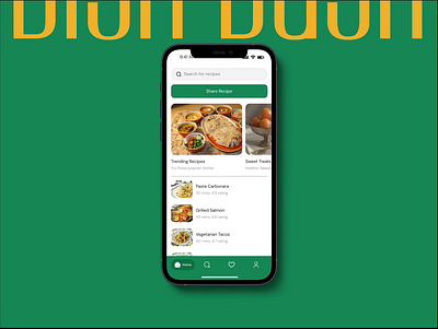Dish Dash App - Home Screen cleandesign cookingapp designinspiration fooddesign interactivedesign minimaldesign modernui uidesign webdesign