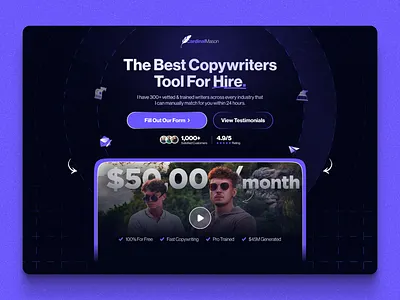 SaaS Landing Page conversion rate copywriting dark theme dark theme website design funnel hero hero section landing page purple saas video vsl website