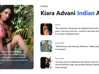 kiaraa Advani Portfolio actress bio bollywood css css3 design frontend html html5 indian actress js kiaraa kiaraa advani kiaraa adwani portfolio portfolio website tailwindcss webdesign wiki