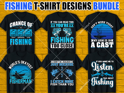 FISHING T-SHIRT DESIGNS BUNDLE animal custom t shirt design fish fisherman fishing fishing t shirt fishing t shirt design graphic design ocean sea shirt shirt design t shirt t shirt design tee shirt typography typography design typography t shirt vector art