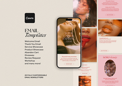 Soho Beauty | Canva Email Template aesthetic aestheticdesign beauty bundle canva design email emailnewsletter etsy etsyseller etsyshop graphic design instagram marketing modern newsletter showit socialmedia ui