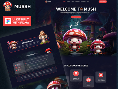 Mush Meme Coin Figma Web UI Kit bitcoin crypto crypto traders crypto wallet cryptocoin cryptocurrency figma figma design figma ui kit meme coin meme token mussh coin ui ui kit uiux web ui web ui kit