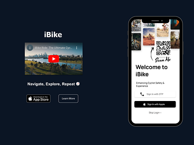 iBike App Landing Page app landing page branding canva css cycling design figma fitness frontend html ios app javascript logo melbourne minimal design responsive design social good ui ux