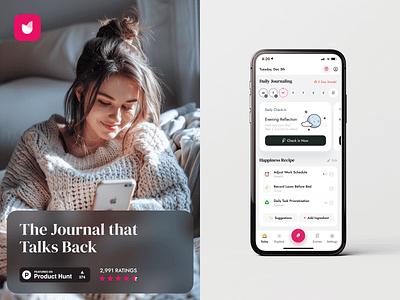 AI Journal for Mental Health | SaaS | UX/UI product design ai app app design dairy illustration journaling mental health mobile mobile design online journal product product design saas ui ui design user interface ux uxui web app wellbeing