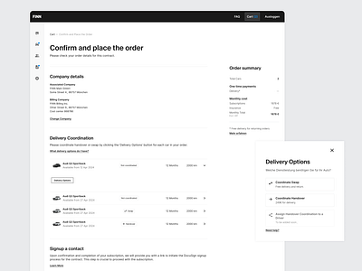 Checkout with delivery coordination b2b b2b fleet car car subscription checkout delivery corrdination exchange fleet fleet management product design swap