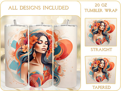 Bohem Beauty Skinny 20 Oz Tumbler Wrap Sublimation seamless tumbler