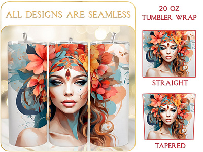 Boho Beauty 20 Oz Tumbler Wrap Subliamtion Design seamless tumbler