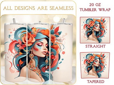 Bohemian Style Beauty 20 Oz Tumbler Wrap Sublimation, Fantastic seamless tumbler