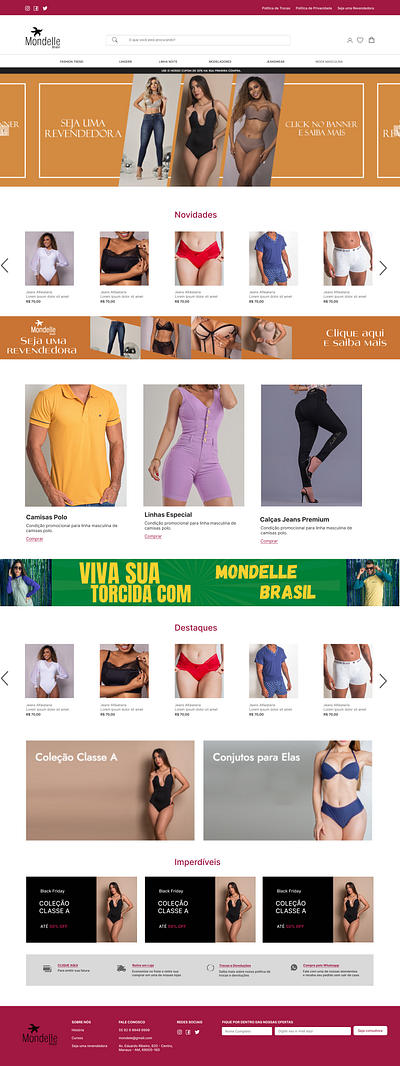 Web site Mondelle Brasil design e commerce figma ui ux website