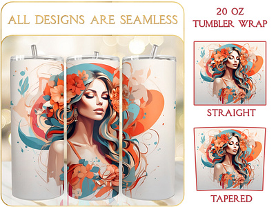 Bohem Beauty Girl 20 Oz Tumbler Wrap Sublimation seamless tumbler