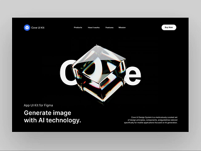 Cove - AI Generate App UI Kit 3d ai ai generate image animation app app design artificial intelligence design design system generate glass image ui ui kit ux web