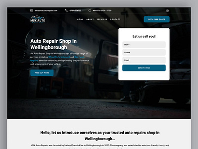 Auto Repair Shop: Website UI/UX auto repair shop auto repairs design figma mockup ui ux web design web development wellingborough