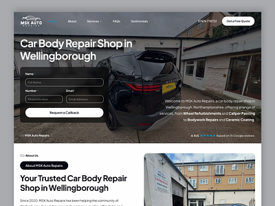 Auto Repair Shop: Website UI/UX auto repair shop auto repairs design figma mockup northampton northamptonshire ui ux web design web development wellingborough