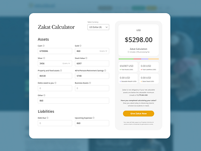 Zakat Calculater UI Design calculator ui maths ui design ux design web ui zakat calculator ui