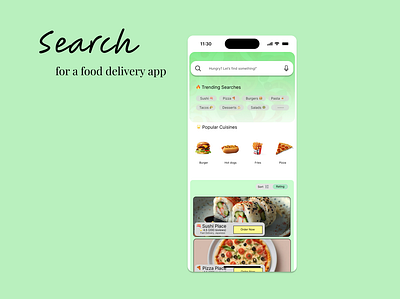 Search for a food delivery app ui