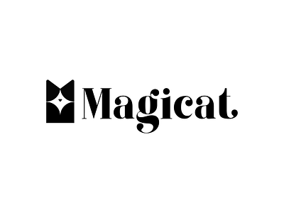 magicat cat illusionist logo magic magician negative space shine sorcerer star wizard