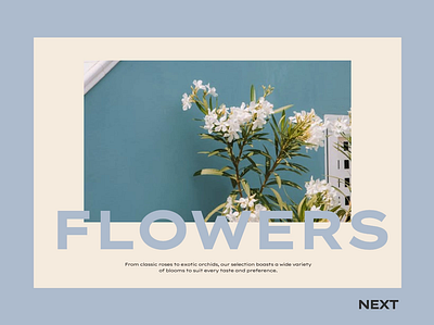 Flowers - Slider UI animation figma flowers graphic design jitter light blue motion graphics ui