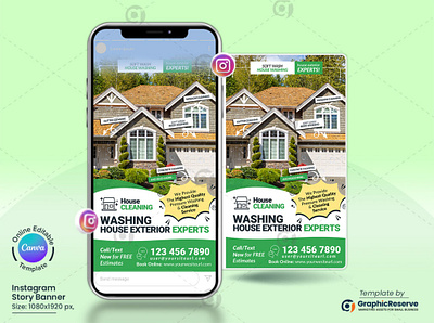 Exterior Cleaning Experts Instagram Story Post Template Canva canva instagram story cleaning service instagram story canva template instagram story post banner instagram story post template