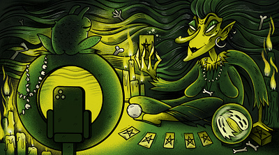 witch art cartoon game green illustration