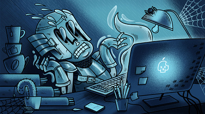 workaholic ghost art cartoon game graphic design illustration