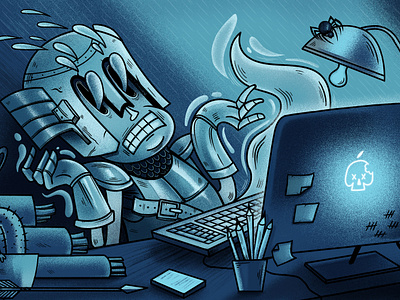 workaholic ghost art cartoon game graphic design illustration