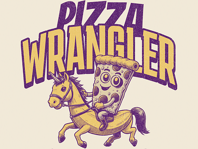 Pizza Wrangler adorable cartoon cute design funny kittl pizza pop culture print on demand t shirt t shirt design wrangler
