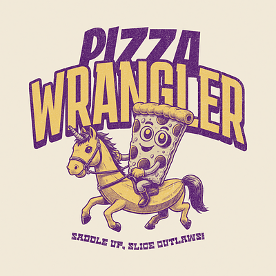 Pizza Wrangler adorable cartoon cute design funny kittl pizza pop culture print on demand t shirt t shirt design wrangler