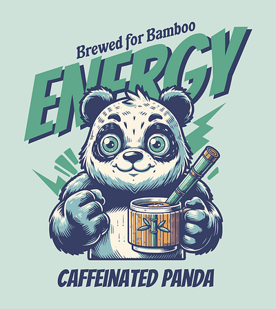 Caffeinated Panda adorable cartoon coffee cute design funny kittl panda pod pop culture print on demand t shirt t shirt design