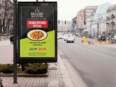 Grand Opening Special Poster Design for Shahi Grill & Gyro ad banner app design banner brand design brand identity branding design flyer flyer design food food banner graphic design illustration logo motion graphics restautant banner