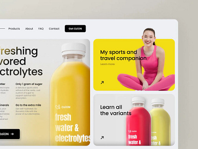 Electrolytes sport drink website concept hero ui web design
