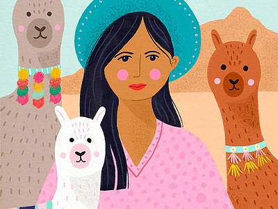 Llamas in Peru animals illustration llama peru portrait procreate