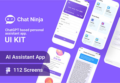 Chat Ninja-ChatGPT based bot android app app template app ui assistant bot chat ninja chat ninja chatgpt based bot chatbot figma gpt4 ios ui ux