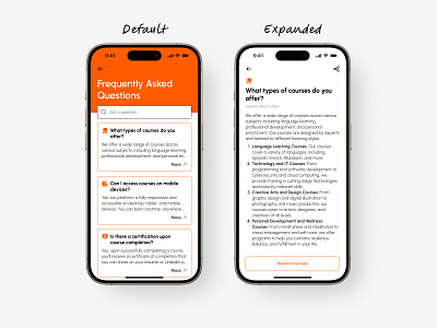 FAQ (Frequently Asked Questions) app app design clean customer service dailyui faq frequently asked questions help help center mobile app mobile design questions ui ux