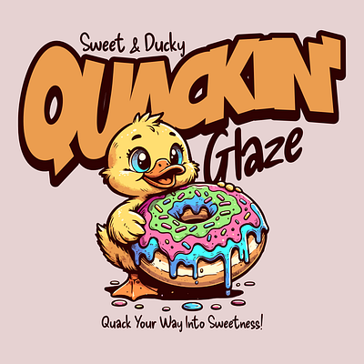 Quackin' Glaze adorable cartoon cute design donut duck funny kittl pop culture print on demand sweet t shirt tshirtdesign