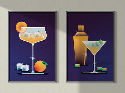 Cocktail Hour 80s cocktail illustration martini posters retro