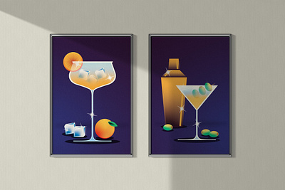 Cocktail Hour 80s cocktail illustration martini posters retro