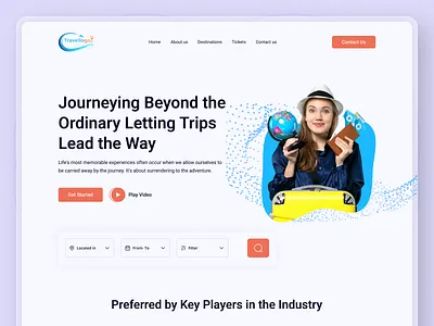 Travel Agency Web Header adventure branding design holiday honeymoon landing page memories minimal travel agency travel blog travel booking travel guide travel landing page travel web trip planner ui ux vacation website world tour