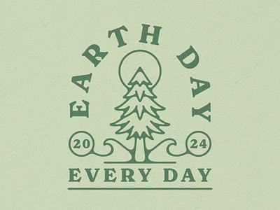 'Earth Day Every Day' Illustration, 2024 badge conservation earth earth day environment illustration nature ocean outdoor outdoors pine tree tree wave