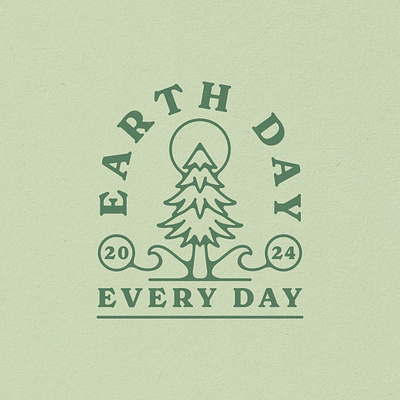 'Earth Day Every Day' Illustration, 2024 badge conservation earth earth day environment illustration nature ocean outdoor outdoors pine tree tree wave